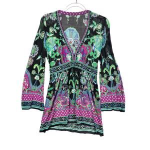 Unbranded Boho Floral Tunic Dress Size M Multicolor